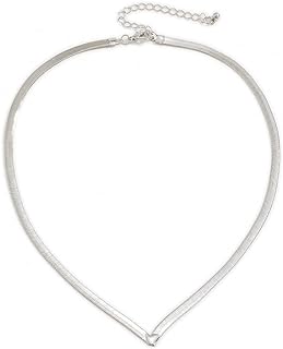 Minimalist Copper V-shaped Flat Snake Chain Choker Necklace for Women Butterfly Snake Bone Herringbone Short Collar Clavicle Necklaces Jewelry