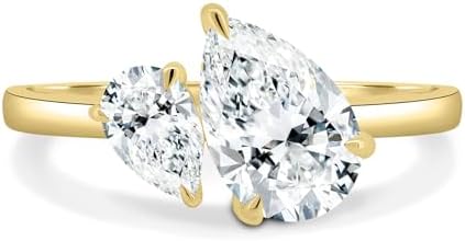 2.25 Ct Pear Toi Et Moi Engagement Wedding Ring For Women, IGI Certified F/VS Lab Created Diamond Anniversary For Her Crafted In 14K Gold