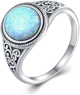 Irish Opal Ring 925 Sterling Silver Filigree Opal Rings Irish Jewelry Ireland Gifts for Women Girls