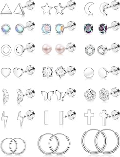 Hypoallergenic Flat Back Stud Earrings with Screw Back, Stainless Steel Material for Men & Women - Simple, Stylish Design