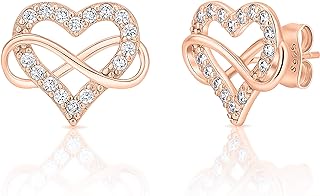 Sash & Soph Infinity Heart Cubic Zirconia Earrings Studs, Brilliant Heart Earrings for Women, 925 sterling Silver Stud Earrings for Women, Wonderful Jewelry Gifts for Women, Mom, Wife, Girlfriend