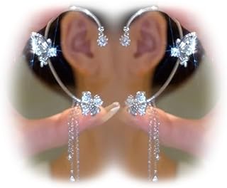 Zircon Butterfly Tassel Ear Cuff Earrings For Women Animal No Pierces Butterfly Earrings Long Rhinestone Jewelry Gift for Girls