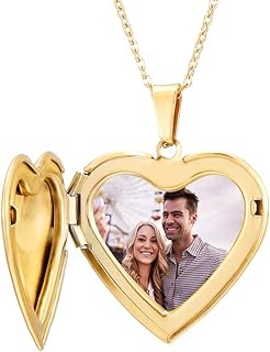 RWQIAN Collier Personnalisé pour Femmes avec Photo Gravée et Texte, Pendentif Cœur en Acier Inoxydable Poli, 45 cm, Anti-Rouille et Hypoallergénique, Cadeau parfait pour Toute Occasion