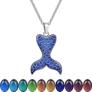 Color-Changing Temperature Sensing Pendant Necklace with Durable Stainless Steel Rolo Chain and Secure Lobster Clasp - No Gemstone Design