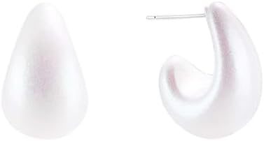 Trendy Acrylic Teardrop Earrings for Women with Hypoallergenic Silver Post | Hoop Design Water Drop Earrings for Sensitive Ears | Colorful & Comfortable 14mm Accessories