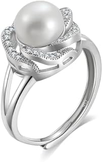 Adjustable Freshwater Pearl Engagement Ring in Copper with Created Pearl, Ideal for Women, Classy Open Design