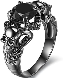 Gothic jewelry Skull Rings Halloween Punk Engagement Black Rings for Women Vampire Accessories Christmas Gifts