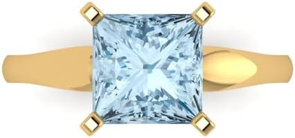 2.5 Carat Princess-Cut Swiss Blue Topaz Engagement Ring in 18K Rose Gold Solitaire - Perfect Bridal Promise for Her - Trendy Design