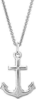 Ritastephens Sterling Silver Shiny Mariner Cross Anchor Charm Pendant Necklace (18, 20, 24 Inches)