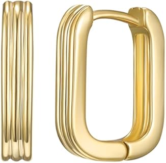 SWEETV Chunky Gold Earrings for Women 14K Plated Gold Statement Earrings Small Gold/Silver Hoop Earrings Trendy Open Hoop Earrings for Girls Front Back Earring Jackets