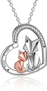 ONEFINITY Fox Necklace 925 Sterling Silver Origami Fox Pendant Necklace for Women Wife Mom