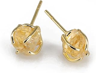 Maa - Birthstones Claw Studs Natural Gemstone Handmade Gold Plated Brass Pushback Studs