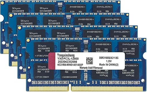 Memoria RAM Yongxinsheng de 32GB DDR3/DDR3L, 1600MHz, CL11, 1.35V/1.5V, Ideal para Portátiles, con Alta Eficiencia en Disipación de Calor y Compatibilidad con Placas Base Antiguas