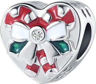 QeenseKc Christmas Elf Deer Snowman Candy Cane Charm Enamel Crystal Bead for European Bracelet Gift for Women Girl