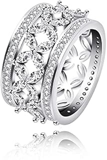 Luxurious Platinum-Plated Butterfly Engagement Ring with Marquise Cut Cubic Zirconia for Women