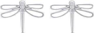 14K Gold-Plated Sterling Silver Dragonfly Stud Earrings with Push-Back Design