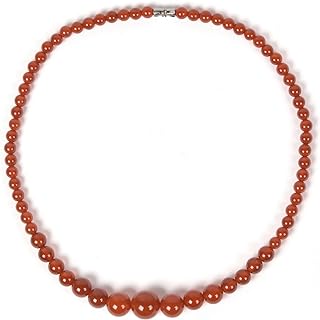 Screw-Barrel Clasp Agate Bead Necklace with a Graduated Tower Chain- Stainless Steel Jewelry for Women with Round Bead Design