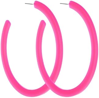 Colorful Large Hoop Earrings Acrylic Hoop Earring 80s 90s Neon Retro Earrings for Women C Shape Trendy Chunky Earrings Candy Color Lightweight Open Big Hoop Statement Jewelry Earring