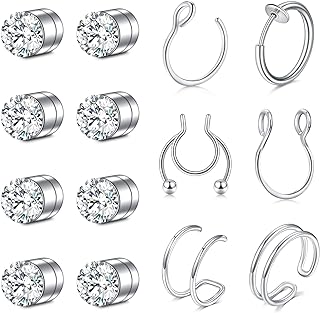 Mayhoop Fake Nose Ring Faux Nose Ring Fake Nose Ring Hoop Fake Nose Ring Stud Fake Nose Piercing for Women Men