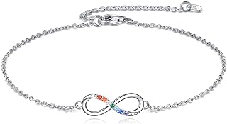 Chakra Infinity/Butterfly Anklet for Women with Box Chain and Lobster Claw Clasp, 925 Sterling Silver Jewelry Gift for Girls