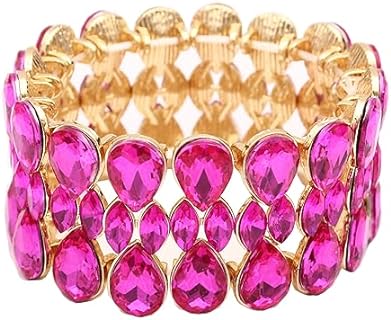 Women’s Teardrop Stretch Bangle Bracelet Austrian Crystal Brides Bridesmaid Party Accessories for wedding