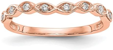 14K Rose Gold Diamond-Adorned Engagement Ring for Women, Contoured Comfort Fit Design, Size 6, 1/15 Carat White Diamond, Indian Origin