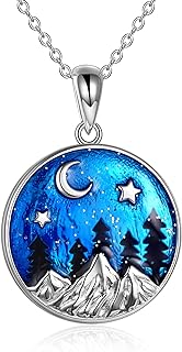 Sterling Silver Mountain Pendant Necklace with Cubic Zirconia and Lobster Clasp, Perfect Gift for Nature Lovers, Cable Chain Design