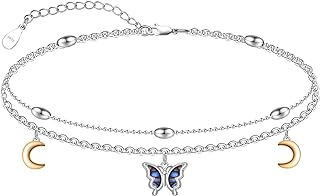 Lobster Claw Clasp Dragonfly Anklet | Sterling Silver Layered Ankle Bracelet | Adjustable Beach Jewelry | Perfect Gift for Girls on Mother's Day