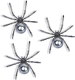 2-3Pcs Punk Spider Crystal Bead Brooch Pin Set for Women Men Boy Girl Teen Rock Gothic Faux PearlAnimal Backpack Scarf Shirt Bag Hat Shawl Pin Bar Halloween Party Body JewelryGift