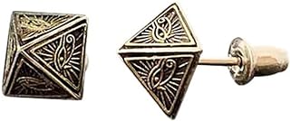 Push Back Vintage Praying Hands God's Eye Copper Stud Earrings for Unisex - Traditional Stud Design