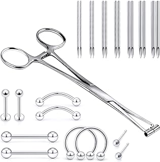 Vsnnsns 9 Style 316L Surgical Stainless Steel Body Piercing Tools Kit Piercing Clamps Forceps for Nose Rings Septum Piercing Lip Navel Tongue Belly Rings Eyebrow Piercing Ear Piercing Jewelry Tools
