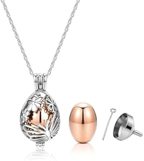 AllerPierce Urn Necklace for Ashes for Women, Hollow Teardrop Butterfly Memorial Locket Pendant Necklace ashes keepsake, Cremation Jewelry for Human Pet Ashes with Funnel Kit