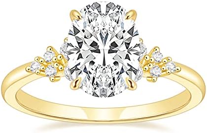 TIGRADE 3CT Engagement Ring Oval Cut Cubic Zirconia Promise Ring Round CZ Eternity Wedding Band for Women Size 3-12