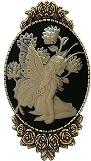 Yspace Cameo Style Brooch Pin Rose Decor Antique Brass Fashion Jewelry Pouch for Gift