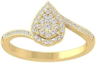 10K Yellow Gold Diamond Pear Shaped Promise Engagement Ring (1/4 cttw, I-J Color, I2-I3 Clarity) Size 5.5