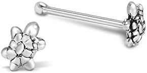 Classic Sterling Silver Turtle Nose Ring for Women | Lightweight, Animal Themed Stud Nose Ring | Durable 22G Gauge Size | Unique, Chic Design