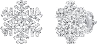Dazzlingrock Collection 0.35 Carat (ctw) Round White Diamond Snowflake Stud Earrings for Women in 925 Sterling Silver