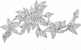 GULICX Silver Plated Base Diamante Zircon Flower Blossom Brooch Badge Pin Classic Design for Women