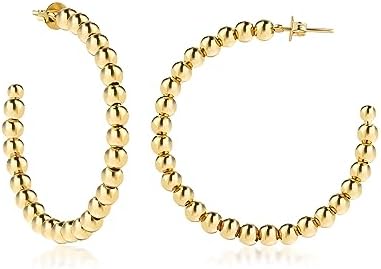 Barzel 18K Gold Plated Ball Hoop Earrings - Made In Brazil