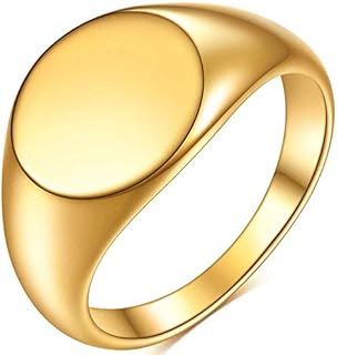 Jude Jewelers Stainless Steel Round Shape Signet Style Classical Simple Plain Wedding Engagement Statement Ring