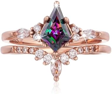 925 Sterling Silver Alexandrite Engagement Rings for Women 1.5CT Alexandrite Wedding Ring Gemstone Promise Rings for Her Rose Gold Mood Birthstone Rings Christmas Anniversary Birthday Valentine's Day Gift for Girlfriend