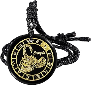 TUMBEELLUWA Constellation Necklace Black Obsidian Crystal Stone Pendant Amulet with Adjustable Cord