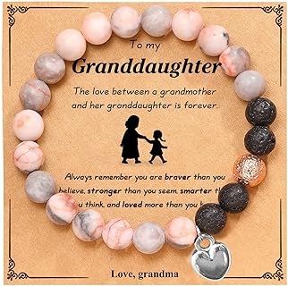 Zinc-Constructed Blessing Bead Bracelet with Lava Stone Finish, Handmade Love Pink Beads for Women, Ideal Gift for Daughter or Granddaughter, Featuring Bead Chain Design