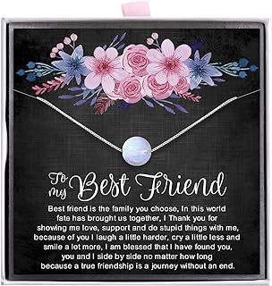 ALoveSoul Best Friend Necklace, Friendship Necklace 925 Sterling Silver Opal Bead Necklace Women Birthday Jewelry Gift Ideas