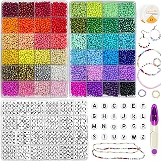 Versatile Glass & Letter Bead Necklace Kit in High-Quality Glass Material by KOTHER for Kids and Adults in Unique Seed Shape Design