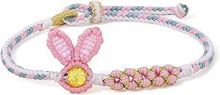 Lobster Claw 24K Gold Charm Bracelet, Braided Chain with Goldstone, Exquisite Rabbit & Flower Design for Women and Teen Girls