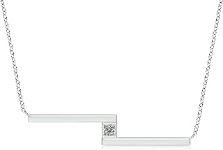 Angara Women's Sterling Silver Diamond Bypass Bar Pendant Necklace with Spring Lock Clasp and Cable Chain, April Birthday/Anniversary Gift