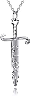 URONE Faith Sword Necklace for Women Sterling Silver Religious Pendant Necklace Christian Jewelry Gifts for Women Men