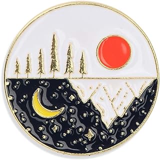 Sun and Moon Brooch with Pin Clasp, Perfect Accessory for Men, Women, Boys, and Girls, Round Design