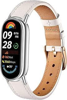 Issinlky Bracelet Cuir pour Xiaomi Mi Band 10/9/8, Remplacement Doux et Résistant avec Boucle Acier Inoxydable, Idéal pour Tous Âges et Occasions